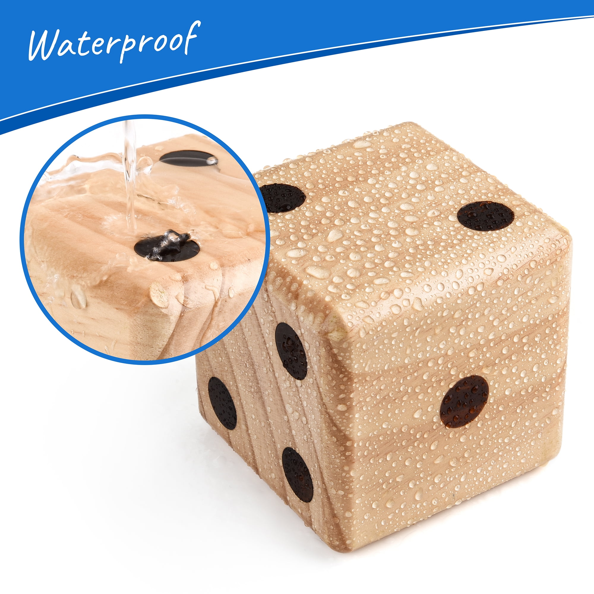A Birthday Place Ondekt Crack Resistant Giant Wooden Yard Dice Set, 6 Count Pack