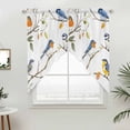 thumbnail image 2 of Swag Valance Curtains for Windows, Tree Bird Light Filtering Kitchen Curtains with Rod Pocket, Spring Watercolor Leaf Branch Watercolor Window Treatment Valances for Living Room, 36x45 - 2 PCS, 2 of 9