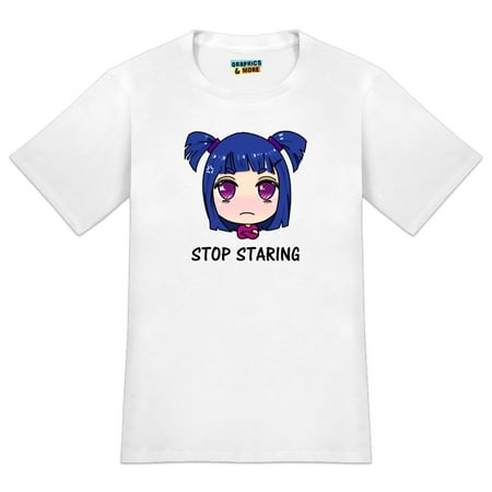 Stop Staring Kawaii Chibi Girl Pigtails Men's Novelty T-Shirt