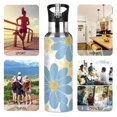 thumbnail image 5 of Insulated Stainless Steel Sports Water Bottle With Straw and Handle,Minimalist Nordic Style Ideal for Outdoor Use 600 ml Daisy, 5 of 7