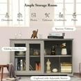 thumbnail image 4 of Sideboard Buffet Cabinet with Storage - Stackable Kitchen Cabinet Console Table with Adjustable Shelf and Sliding Glass Doors, Wooden Storage Cabinet for Dining Room, Living Room (Gray), 4 of 9