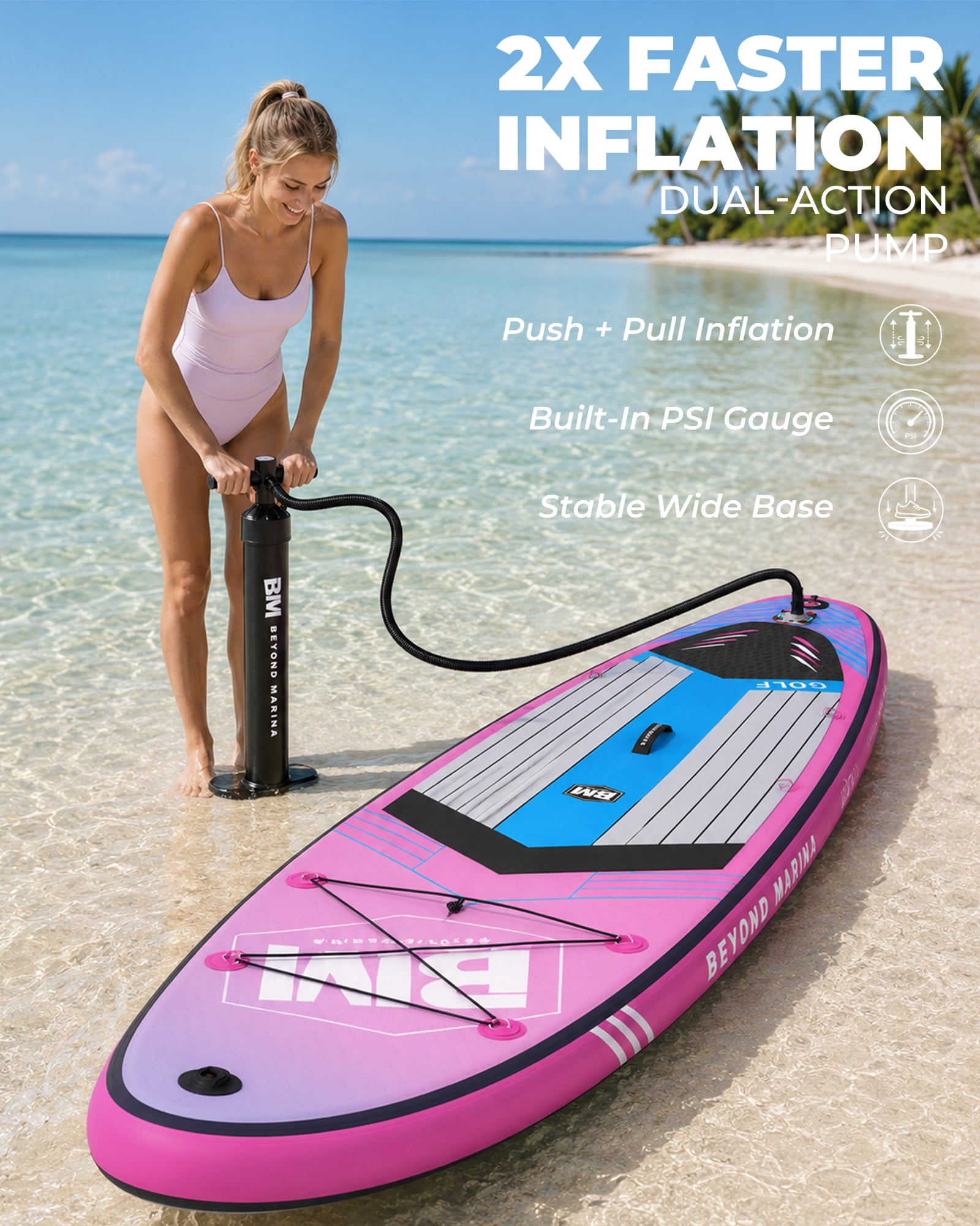 10'6" Inflatable Stand Up Paddle Board for Adults, Non-Slip EVA, Camera Mount, BLUSHDREAM