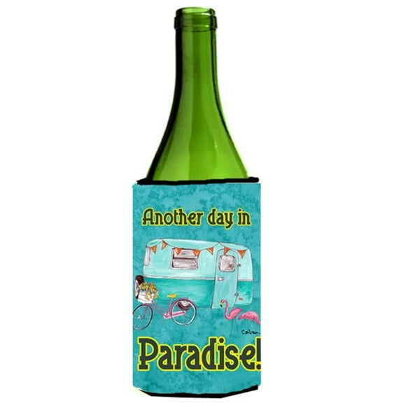 Another Day In Paradise Retro Glamping Trailer Wine bottle sleeve Hugger - 24 oz.