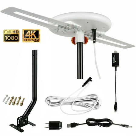 Five Star OmniPro HD TV Antenna with 40 ft Cable and Mounting Pole Indoor/Outdoor 200miles Reception Range New