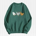 thumbnail image 3 of DondPO Preppy Sweatshirt Chicken Sweatshirt Printed Women's Chicken Sweatshirt Chicken Lover Gift Chicken Mother Shirt Oversized Sweatshirt for Women Womens Sweatshirt Green S, 3 of 4