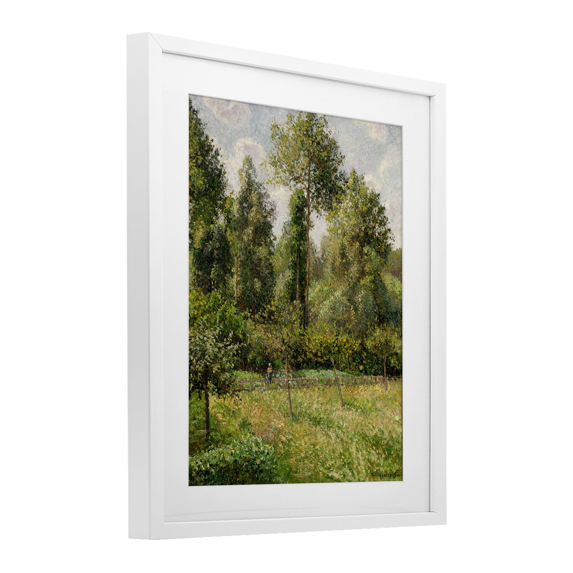 Stupell Industries Poplars Classic Landscape White Framed Print Under Glass, design by Camille Pissarro