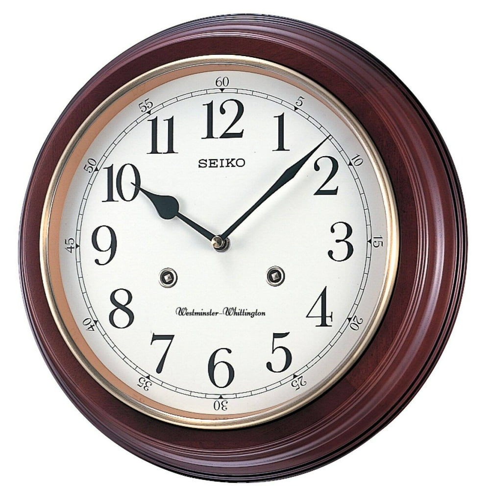 12" Round Wood Chime Wall Clock