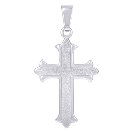 925 Sterling Silver Unisex Fleur De Lis Cross Religious Charm Pendant Pendant Necklace for Men Women