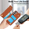 thumbnail image 6 of ELEHOLD Case for Samsung Galaxy A14 5G, Magnetic Closure Kickstand Zipper Wallet Case with 3 Card Slots & Ring Holder,Shockproof RFID Blocking Phone Case,Brown, 6 of 8