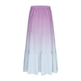thumbnail image 4 of Women's Gradient Boho Flowy Midi Skirt Summer Casual Elastic High Waist Tiered Long Skirts with Pockets, 4 of 6