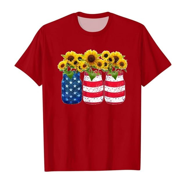 Toddler Girls Summer Tops Tees Independence Day Striped Star Pattern Graphic Short Sleeve T Shirt Daily Spring Shirts For Kid 11-12T