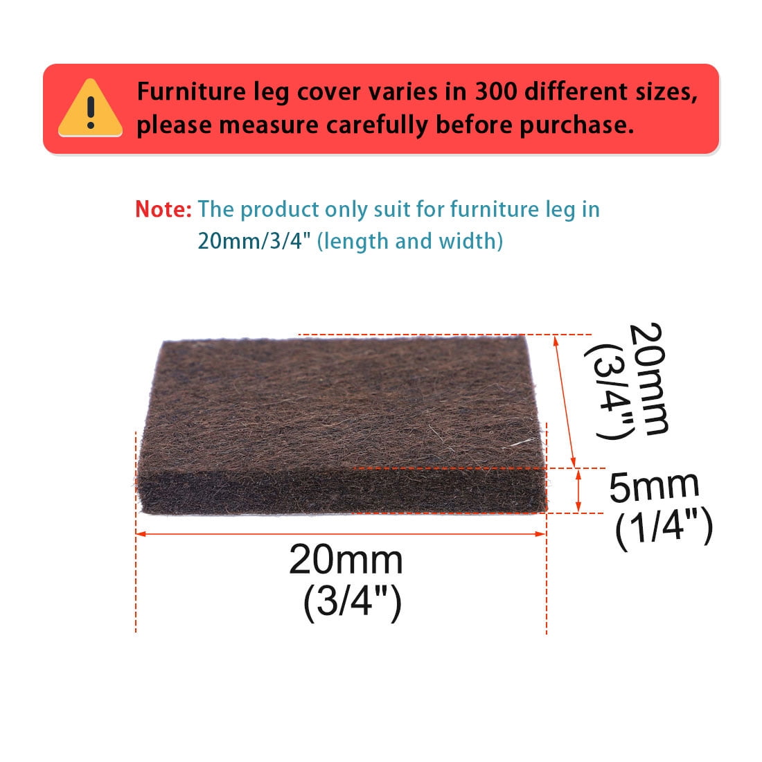 Unique Bargains 40Pcs Felt Furniture Pads Square Floor Protector for Chair Legs