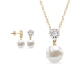 thumbnail image 3 of Rosec Jewels Cultured Freshwater Pearl Drop Jewelry Set with Moissanite Flower - AAA Quality Pearl Pendant Earrings Set - Ready to Gift, 14K Yellow Gold, 3 of 8