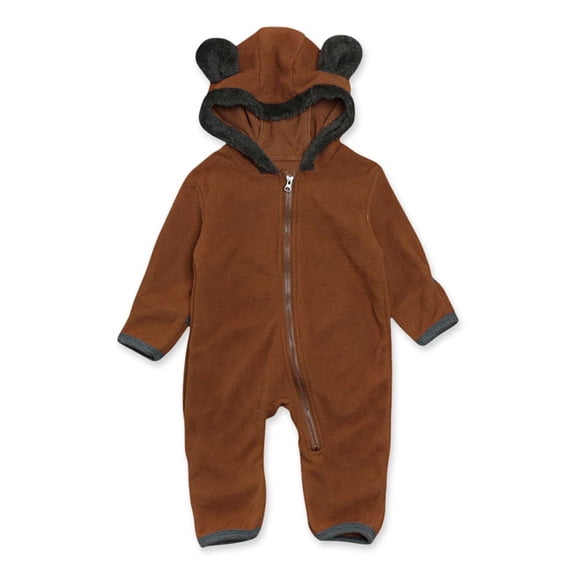 YWDJ Onesies for Baby Toddler Baby Boys Girl Winter Bear Zipper Hooded One-piece Romper Set Brown 3-6 Months