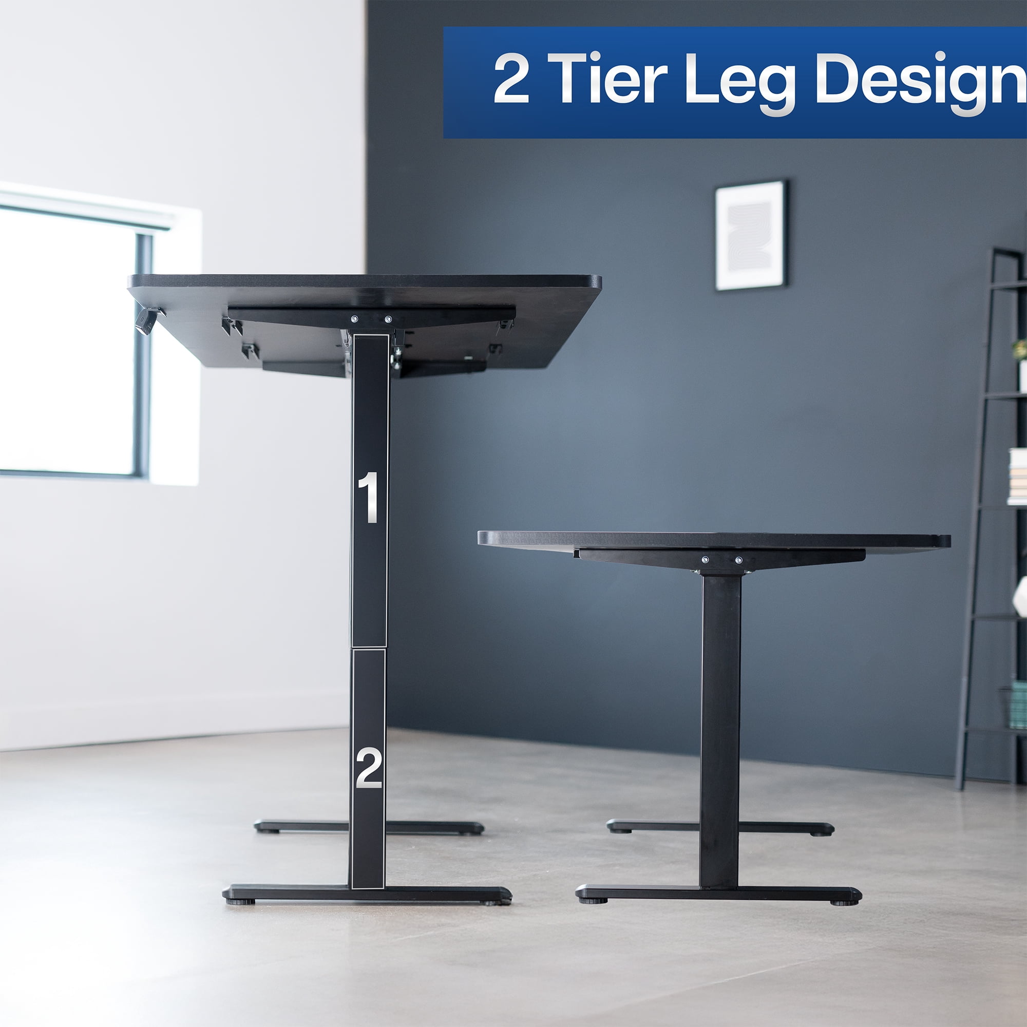VIVO Electric Dual Motor 71” x 36” Standing Desk, Black Top, Black Frame
