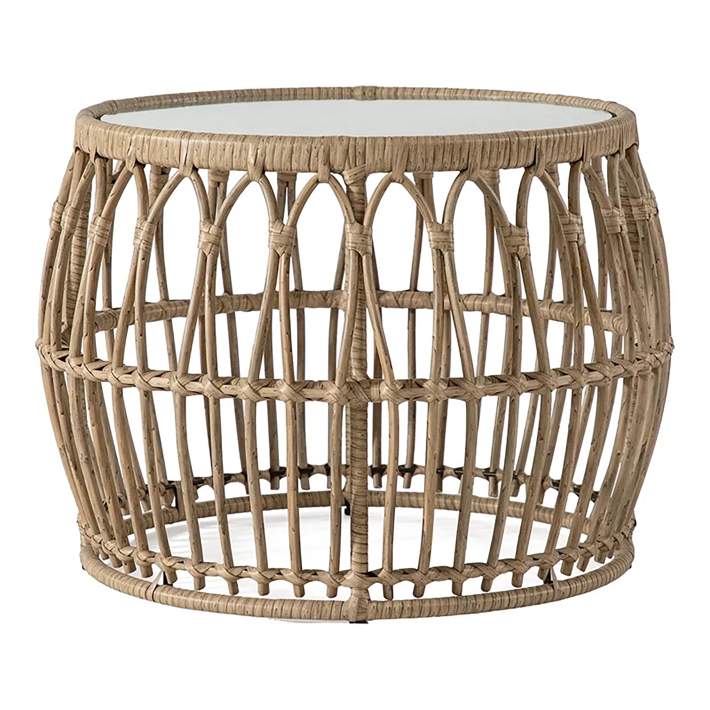 Lila Wicker All-Weather Coffee Table for Indoor Outdoor Use, Natural