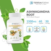 Ashwagandha Capsules - Extra Strength 1300mg Pure Ashwagandha Supplement with Black Pepper for Maximum Absorption - Natural Well-Being & Balance Support - Vegan Friendly for Men & Women - 60 Capsules