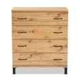 thumbnail image 3 of Baxton Studio Maison Wotan Chêne Brun Fini Bois Commode de Rangement 4 Tiroirs, 3 of 8