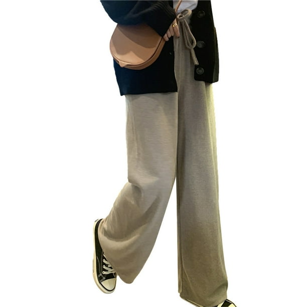 Qarigey Pantalones Mujer Pantalón Largo Pierna Ancha Pantalón Casual Mujer Cintura Alta Prendas para la parte inferior del cuerpo Albaricoque L