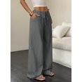 thumbnail image 4 of 2pcs Wide Leg Pants for Women Flowy Palazzo Drawstring Elastic Waist Trousers with Pockets Summer Beach Vacation Clothes, 4 of 6