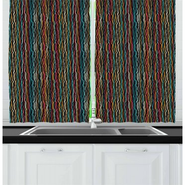 Ambesonne Abstract Kitchen Curtains, Modern Art Rainbow Colors, 55"x39", Multicolor
