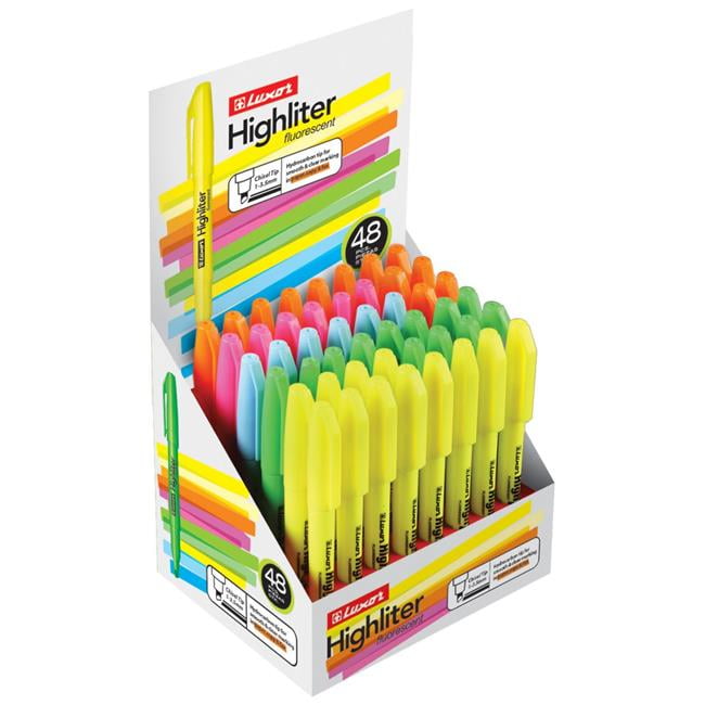Luxor 2323571 48 Count Fluorescent Highlighters Case of 8 Walmart
