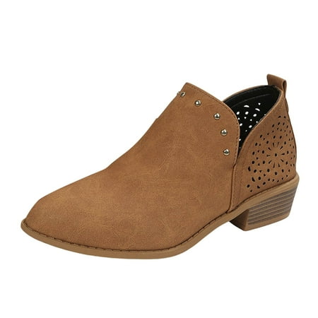 OJSFQUFP Non Slip Shoes for Women Women s Ankle Boot Fashion Boots Riding Boots for Women Comfortable Work Shoes for Women Rain Shoes Brown 38