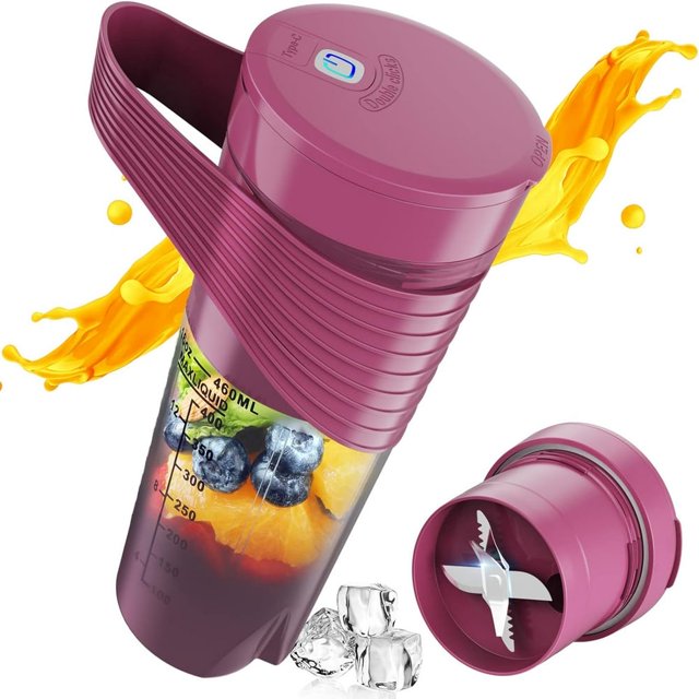 CNKOO Portable Blender Portable Blender for Shakes and Smoothies Personal Size Blender with USB Rechargeable BPA Free Mini Blender for Kitchen/Travel/Gym