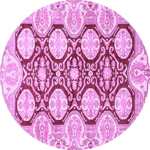 Ahgly Company Indoor Round Oriental Purple Traditional Area Rugs, 8' Round