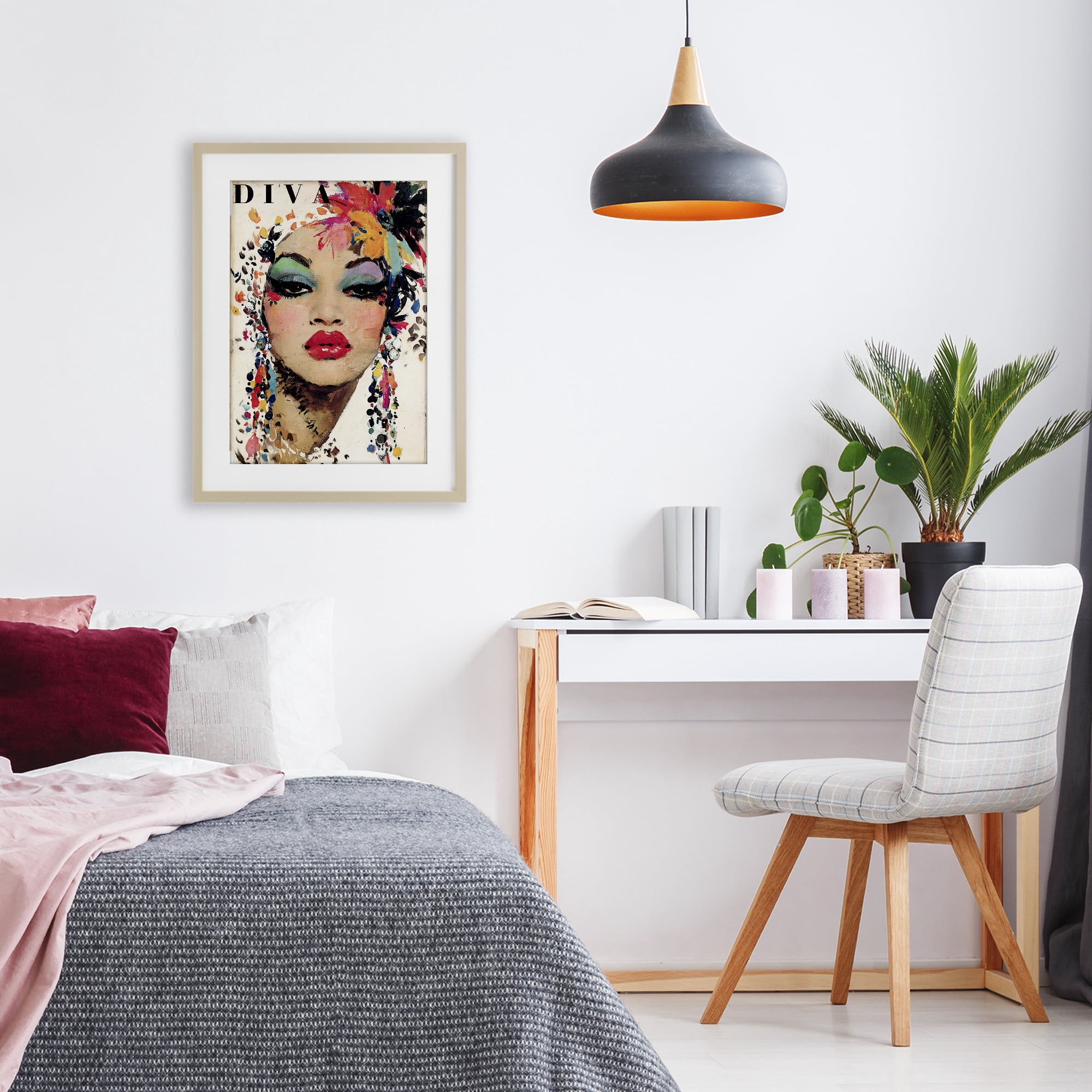 Stupell Industries Diva Fashion Portrait Birch Framed Print Under Glass, design by Annabelle Hall