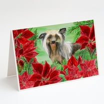 Caroline's Treasures Chinese Crested Poinsettas Christmas Greeting Cards with Envelopes, 5" x 7" (8 Count)