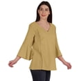 thumbnail image 2 of Moomaya Tunique en Coton à Manches Cloche pour Femmes Col en V Simple Top Schiffli d'Été, 2 of 7