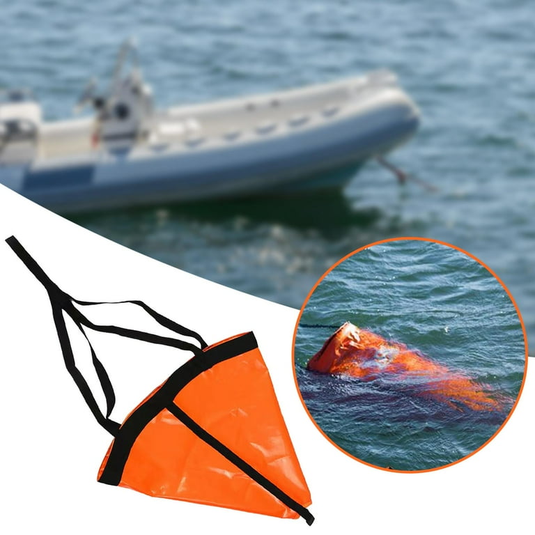 Sea Drogue Anchor Buoy Boat Bag Tow Rope for Power Boat Sail Boat Inflatable 60cm, Size: 60 cm, Orange