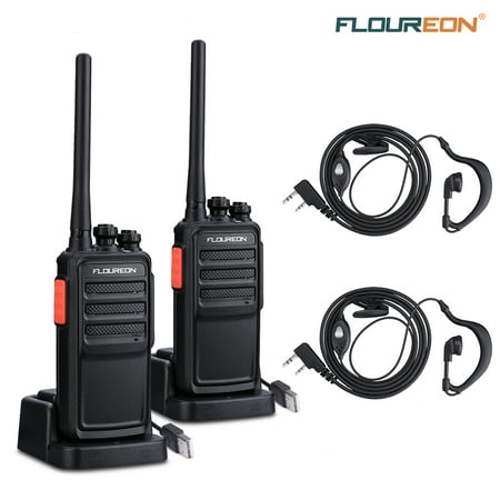 Handheld Walkie Talkies For Adults Floureon A5 Rechargeable 16 Channel 400~480MHz Two Way Radio Handheld Transceiver With LED Light Voice Prompt Long Range (2