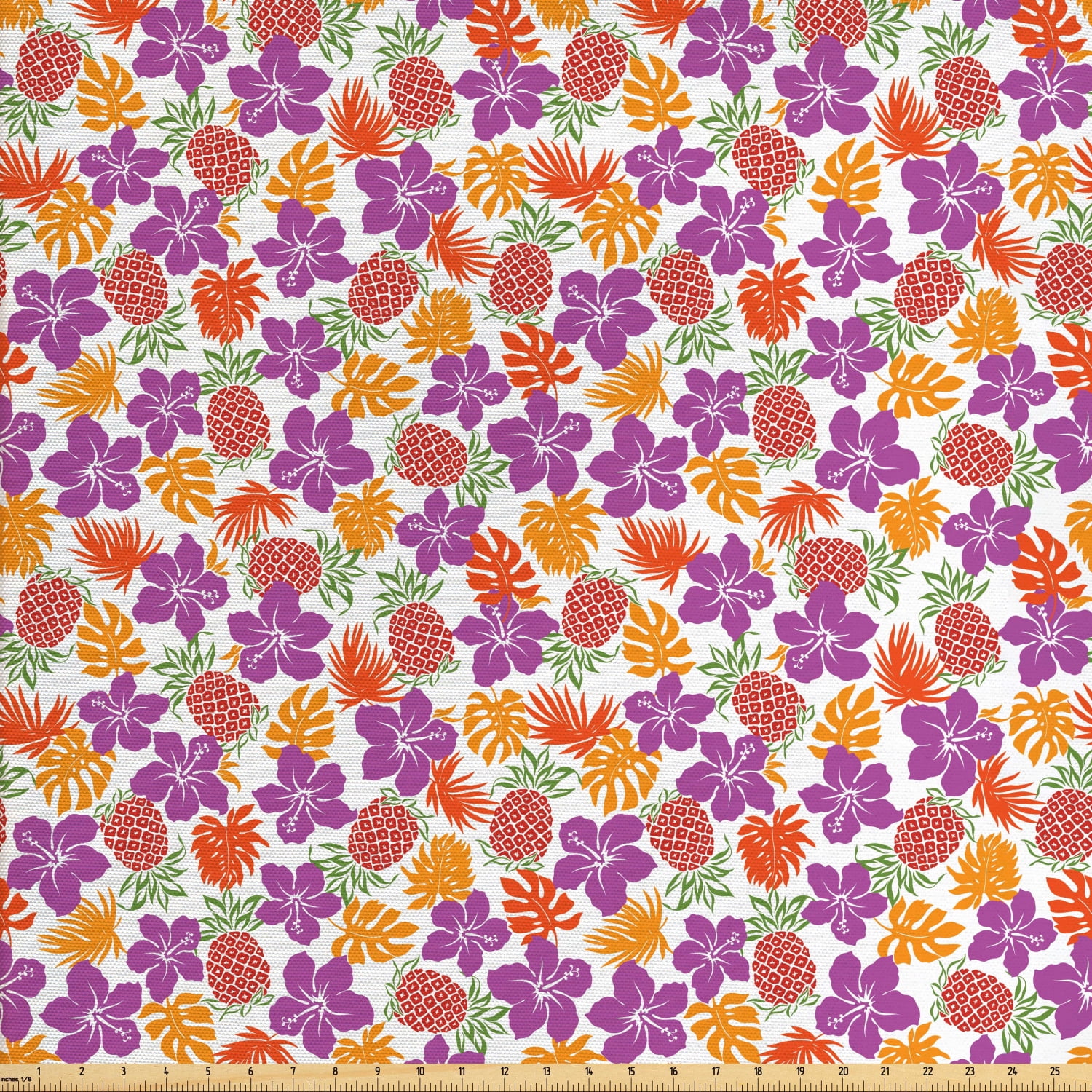 Pineapple Upholstery Fabric by the Yard, Lively Colored Print Natural
