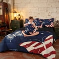 thumbnail image 3 of Manfei Vintage US Flag Butterfly Twin Bedding, Patriotic Independence Day Bedding Comforter Set, Red White Blue, Black Reversible 7 Pieces, 3 of 6