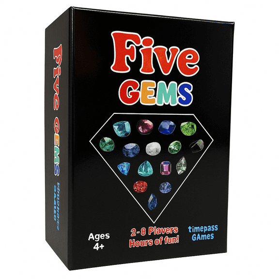 Five Gems: A new family-friendly card game for 2-8 players. Perfect for unforgettable game nights with friends and family. Easy to learn, travel-friendly, and a great gift for all ages!