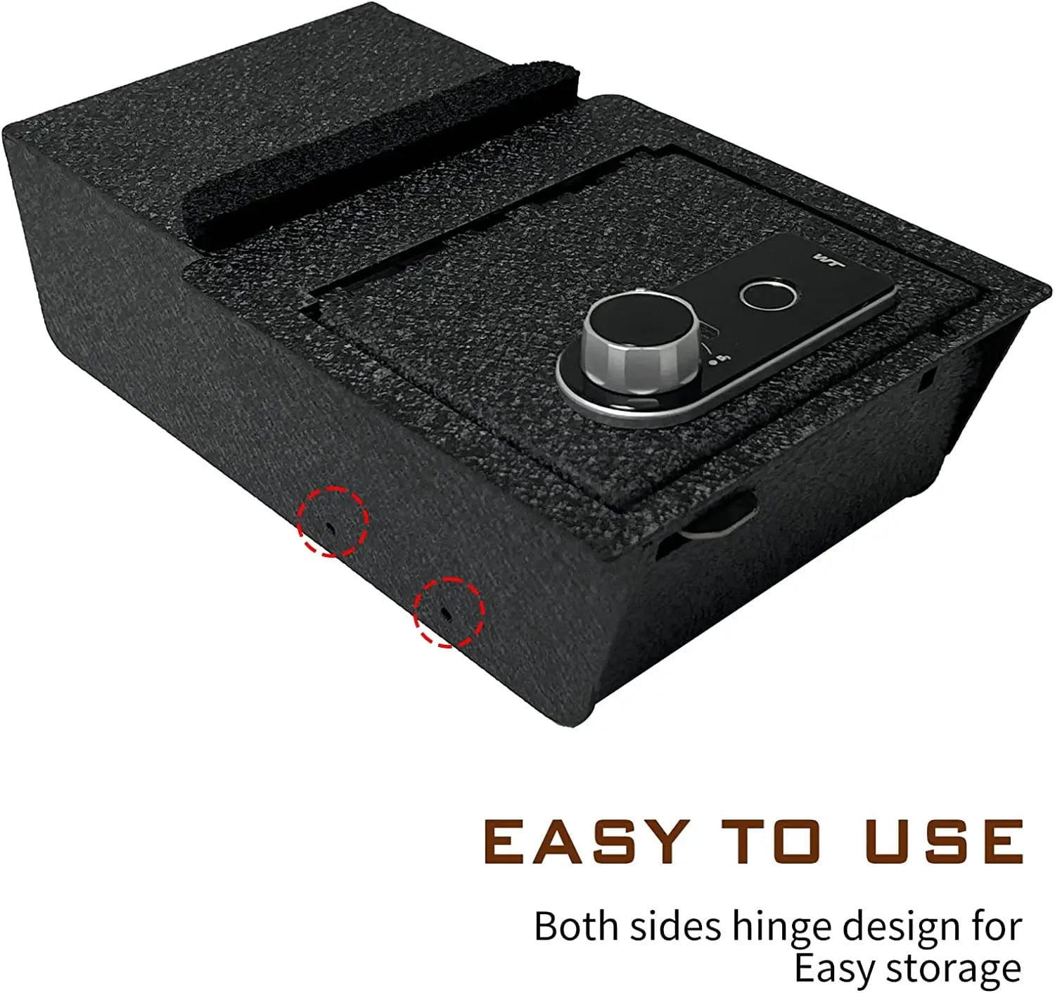 Center Console Gun Safe Vault - WASAI Premium Console Lock Box Compatible with 2021-2023 Tesla Model Y/Model 3 with Heavy Gauge Plate Steel, Fingerprint Lock with Backup Key.