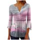 thumbnail image 2 of ICHUANYI Clearance Women's Casual Trumpet 3/4 Sleeve Printed Buttoned Basic Ruched Corset Tunic Tops Pleated T-shirts Blouses(Gray, XL) ICHUANYI WER2023080701243, 2 of 5