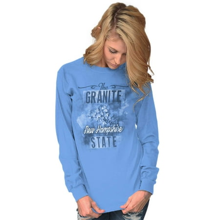 HOMETOWN & TOURIST Long Sleeve T-Shirts Tee For Women New Hampshire Granite State Flower NH Souvenir Garden Gift