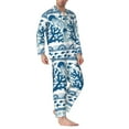 thumbnail image 3 of Kll Sea Underwater Jellyfish Sleepwear Mens Flannel Pajamas,Long Cotton Pj Set, 3 of 9