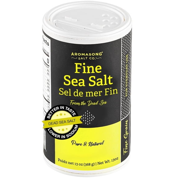 Aromasong 100% Natural Sea Salt from the Dead Sea, Fine Grain Table Salt, 13 OZ. Salt Shaker, 100% Pure & Natural, Unrefined, Gluten Free, Sea Salt for Daily Cooking