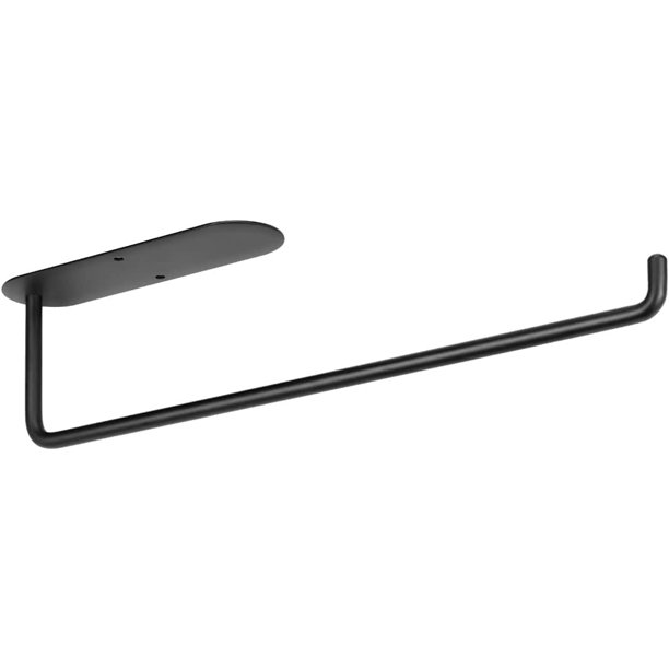 papel para debajo del gabinete, autoadhesivo o atornillable, soporte para toallas de papel para cocina, baño, acero inoxidable 304 (negro), soporte para toallas de papel para gabinete
