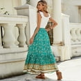 thumbnail image 6 of Women Boho Vintage Floral Print Long Skirt Summer Tiered Maxi Skirt Green L, 6 of 8
