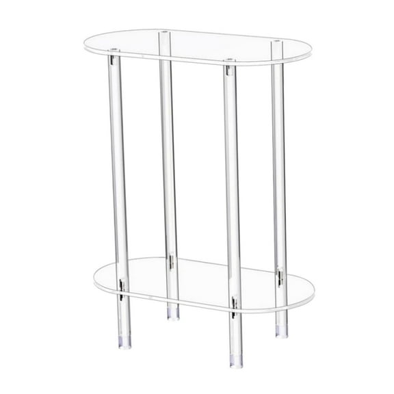 LOVIVER Acrylic Small Table Bedside Cabinet 2 Tiers Portable Decor Anti Slip Small Bedside Table Easy Assembly for Balcony Restaurant