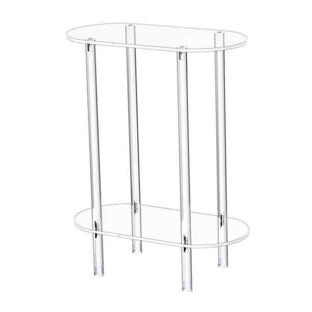 Mesa auxiliar de acrílico transparente, mesita de noche rectangular, mesa auxiliar transparente de 2 niveles, mesita de noche para apartamento y baño
