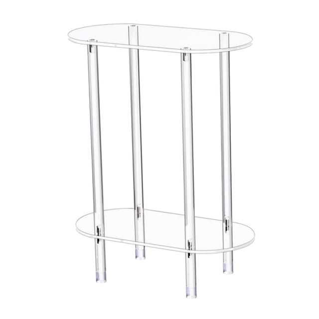 Mesa auxiliar de acrílico transparente, mesita de noche rectangular de 2 niveles, antideslizante, práctica mesita de noche pequeña, fácil montaje para