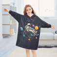 thumbnail image 5 of FORMRS Wearable Blanket Hoodie with Sleeves for Kids Cozy Flannel Sweatshirt, Black Record, 5 of 7