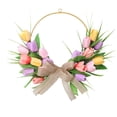 thumbnail image 2 of Spring Tulip Wreath for Front Door, Tulip Floral Wreath for Outdoor Wedding Decor, Boho Easter Holiday Wall Party Supplies ,16 Inches, Purple, 2 of 5