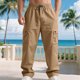 thumbnail image 4 of Ceisia Men's Spring Summer Solid Color Gift Workwear Pants - Straight Leg Tether Waist Zipper Button Pocket Casual Pants, 4 of 9